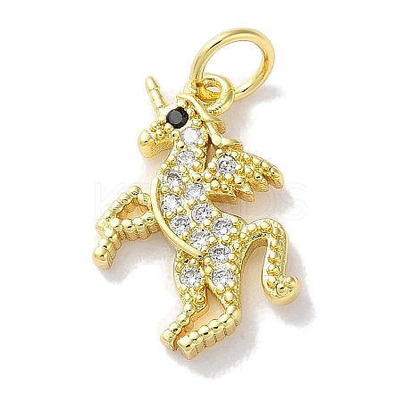 Rack Plating Brass Micro Pave Cubic Zirconia Pendants KK-Z039-24G-1