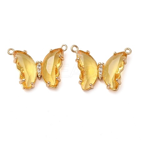 Brass Pave Faceted Glass Connector Charms FIND-Z020-03O-1