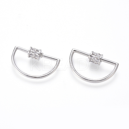 Brass Micro Pave Cubic Zirconia Screw Carabiner Lock Charms ZIRC-I031-04P-1