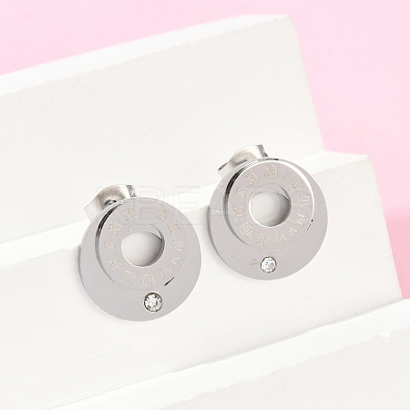 304 Stainless Steel Rhinestone Stud Earrings EJEW-Z089-06P-1