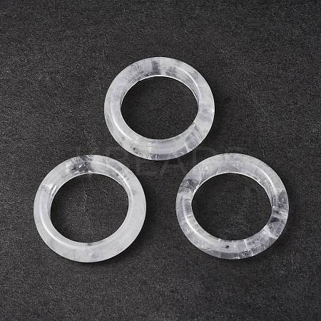 Natural Quartz Crystal Plain Band Ring RJEW-P044-01A-09-1