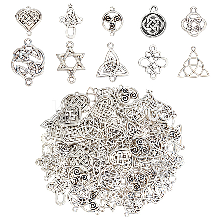 100Pcs 10 Styles Tibetan Style Connectors Charms TIBE-ME0001-05-1