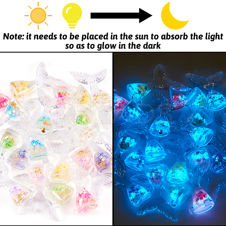 28Pcs 7 Colors Luminous Transparent Resin Pendants RESI-TA0002-08-1