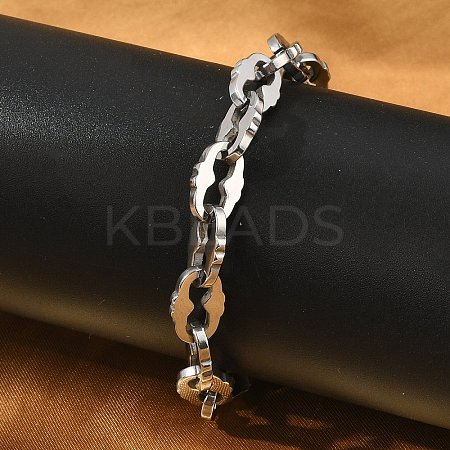 304 Stainless Steel Oval Link Chains Bracelets for Men & Women BJEW-D042-39P-1