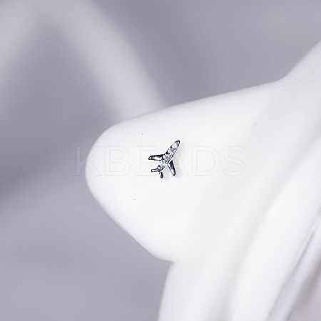 201 Stainless Steel Micro Pave Clear Cubic Zirconia Nose Studs FS-WGACC22-07-1
