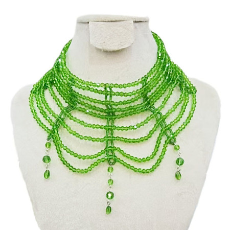 Bohemian Style Glass Multi Layered Choker Necklaces for Women FS-WG32393-03-1