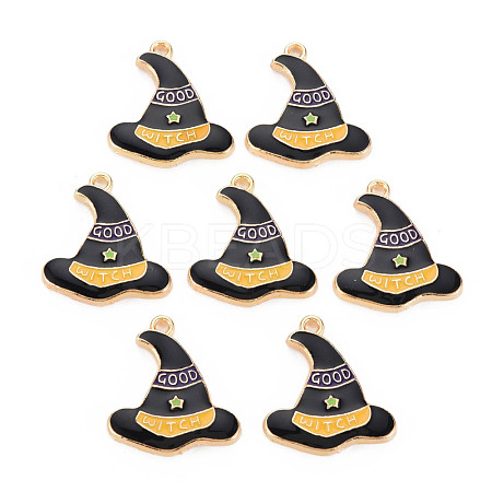Light Gold Alloy Enamel Pendants ENAM-S126-122-1