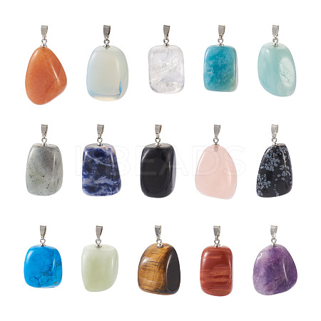 Natural & Synthetic Mixed Gemstone Pendants G-TA0001-11-1