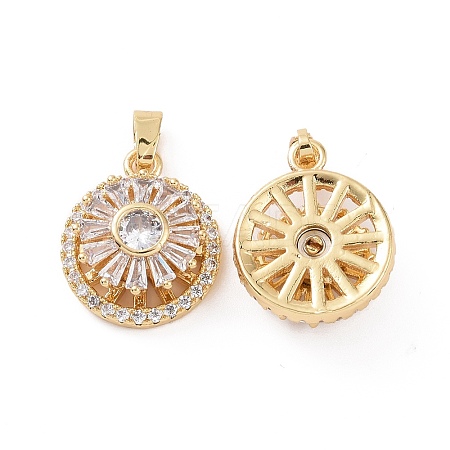 Real 18K Gold Plated Brass Micro Pave Clear Cubic Zirconia Pendants KK-E068-VC302-1