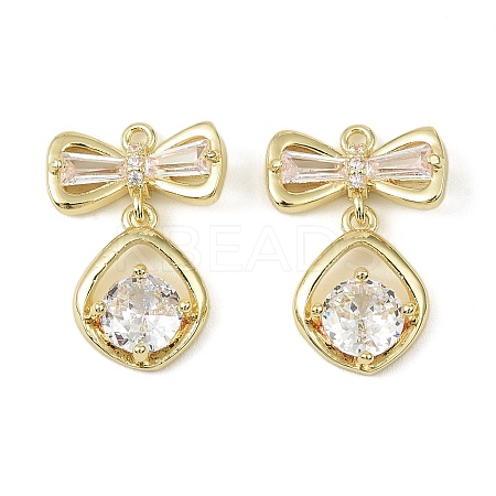 Brass Micro Pave Cubic Zirconia Pendants KK-C107-20B-G-1