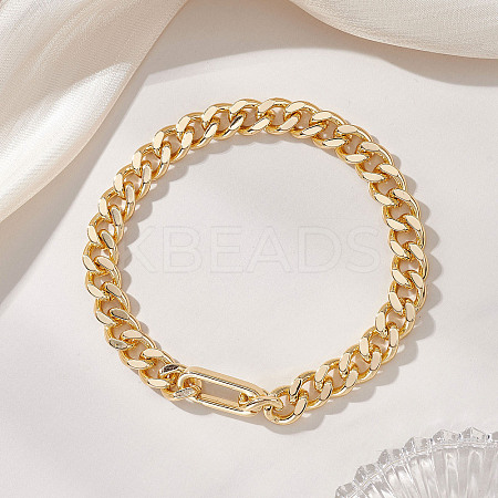 Brass Cuban Link Chain Bracelets for Women BJEW-JB13117-1