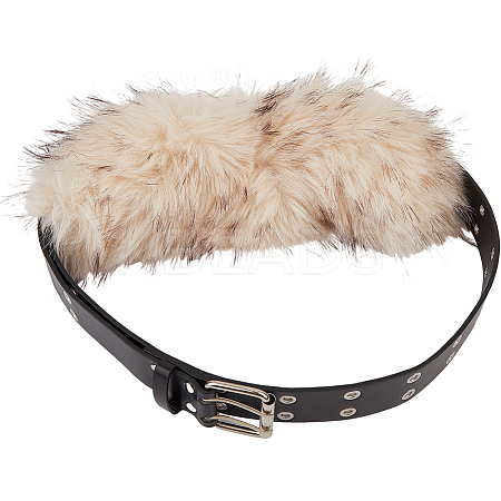 Imitation Leather Rabbit Hair Belt AJEW-WH20019-57B-1