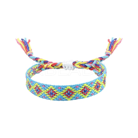 Rhombus Polyester Braided Cord Bracelet PW-WG31997-01-1
