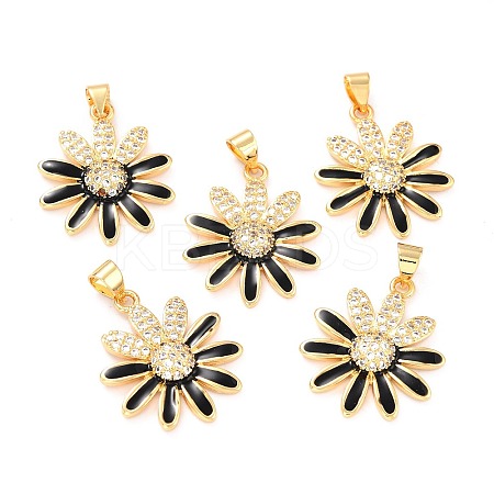 Real 18K Gold Plated Brass Micro Pave Cubic Zirconia Pendants ZIRC-L100-087G-10-1