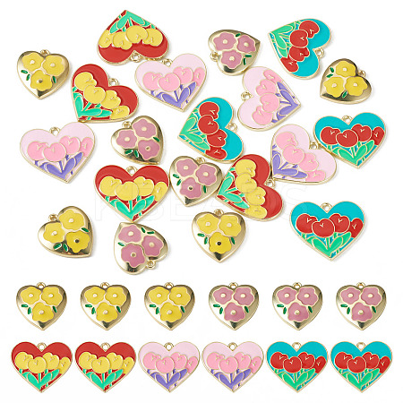 20Pcs 5 Style Zinc Alloy Enamel Pendants ENAM-TA0001-45-1
