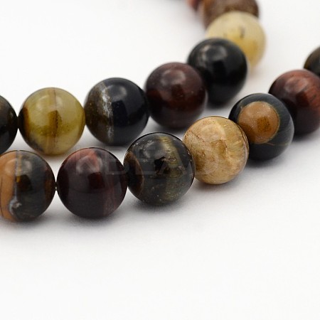 Natural Chinese Writing Stone Round Bead Strands G-P010-12-12mm-1