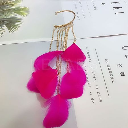 Bohemian Style Alloy Chain with Feather Tassel Cuff Earrings FS-WGB03F7-07-1