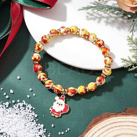 Christmas Alloy Enamel Charm Bracelets BJEW-JB12407-01-1