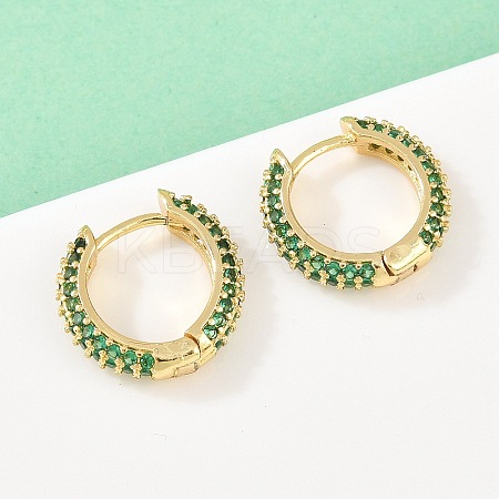Brass Cubic Zirconia Hoop Earrings EJEW-A156-05G-02-1