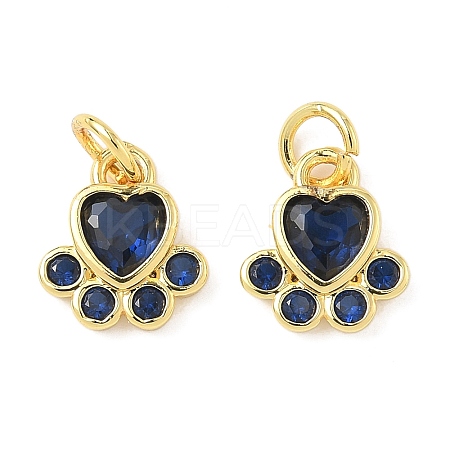 Brass Pave Cubic Zirconia Paw Print Charms KK-I355-17G-04-1