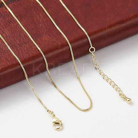 Brass Box Chain Necklaces for Women NJEW-D302-42G-1