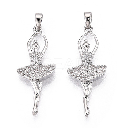 Brass Micro Pave Cubic Zirconia Pendants ZIRC-T016-04P-1