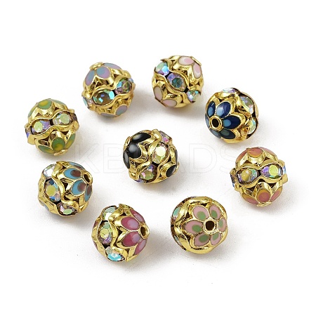 Brass Enamel Beads KK-L236-01D-G-1