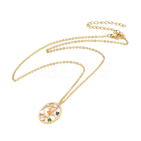 Colorful Cubic Zirconia Constellation Pendant Necklace NJEW-H166-01L-1