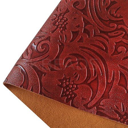 Embossed Flower Pattern Imitation Leather Fabric PW-WG18445-06-1