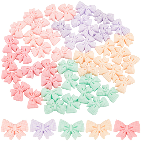 50Pcs 5 Colors Resin Cartoon Bowknot Cabochons FIND-SC0019-58-1
