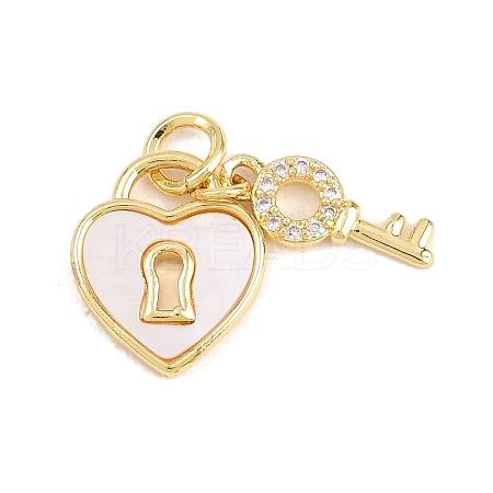 Valentine's Day Brass Micro Pave Clear Cubic Zirconia Pendants KK-H273-39G-03-1