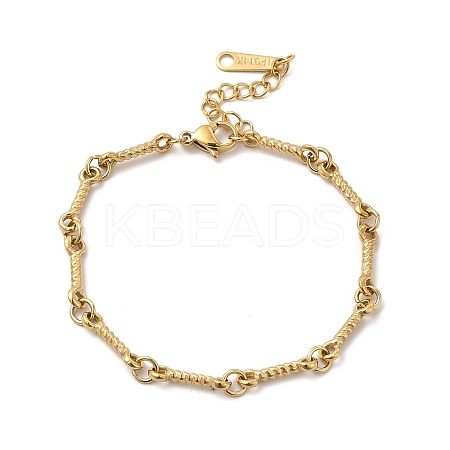 Ion Plating(IP) 304 Stainless Steel Twist Bar Link Bracelet for Women BJEW-G667-01G-1
