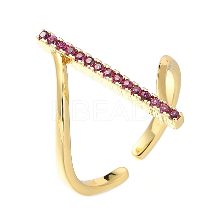 Rack Plating Brass Micro Pave Cubic Zirconia Open Cuff Rings for Women RJEW-M022-03G-1