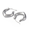 Non-Tarnish 304 Stainless Steel Hollow Teardrop Hoop Earrings for Women STAS-B034-14P-2