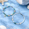 2Pcs 2 Styles Summer Beach Synthetic Turquoise & Natural Sea Shell & Glass Braided Bead Anklets AJEW-TA00039-2