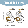 3 Set 3 Style Alloy Toothed Wheel Asymmetrical Earrings EJEW-FI0001-93-2