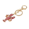 Lobster Shape Alloy Enamel & Rhinestone Pendant Keychain LS-KEYC-P022-01G-3