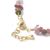 Brass & Natural Pearl & Multicolor Tourmaline Chip Beaded Bracelet Making KK-F892-20G-3