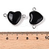 Natural Obsidian Love Heart Pendants G-T138-205D-P-3