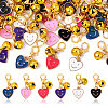 30Pcs 6 Style Alloy Enamel Heart with Smiling Face Pendant Decorations HJEW-YW00177-1