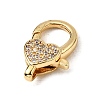 Brass Clear Cubic Zirconia Lobster Claw Clasps KK-Z078-46A-G-2