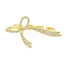 Bowknot Brass Micro Pave Clear Cubic Zirconia Cuff Finger Rings RJEW-B069-04G-2
