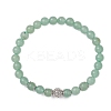 Natural Green Aventurine & Brass Round Beaded Stretch Bracelets for Women BJEW-JB12266-01-2