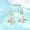 Butterfly Brass Micro Pave Clear Cubic Zirconia Hoop Earrings EJEW-B154-02G-3