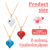 5Pcs 5 Colors Alloy Heart with Evil Eye Pendant Necklace for Women NJEW-HY0001-24-2
