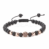 4Pcs 4 Color Natural Obsidian & Synthetic Hematite Braided Bead Bracelet with Cubic Zirconia BJEW-JB08117-3