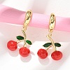 Cherry Brass Enamel Hoop Earrings EJEW-M077-14G-03-5