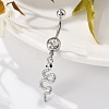 Alloy Rhinestone Snake Curved Barbell Belly Rings AJEW-R007-03P-05-3