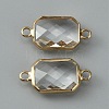 Glass Connector Charms GLAA-WH0036-16K-2