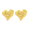 Ion Plating(IP) 304 Stainless Steel Textured Heart Stud Earrings EJEW-D281-17G-1